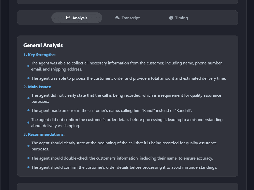 42chats Call Analysis Interface